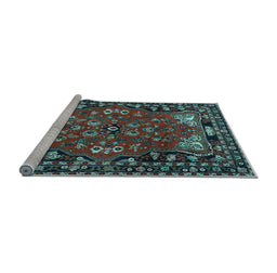 Sideview of Machine Washable Persian Light Blue Traditional Rug, wshtr2152lblu