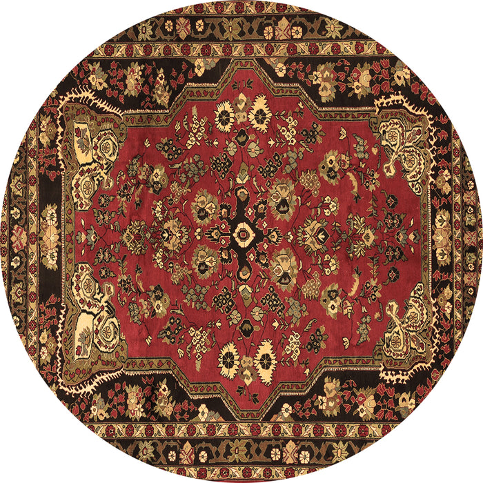 Round Persian Brown Traditional Rug, tr2152brn