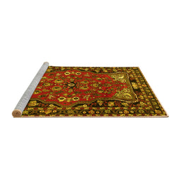 Sideview of Machine Washable Persian Yellow Traditional Rug, wshtr2152yw