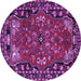 Round Machine Washable Persian Purple Traditional Area Rugs, wshtr2152pur