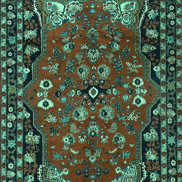 Machine Washable Persian Turquoise Traditional Area Rugs, wshtr2152turq