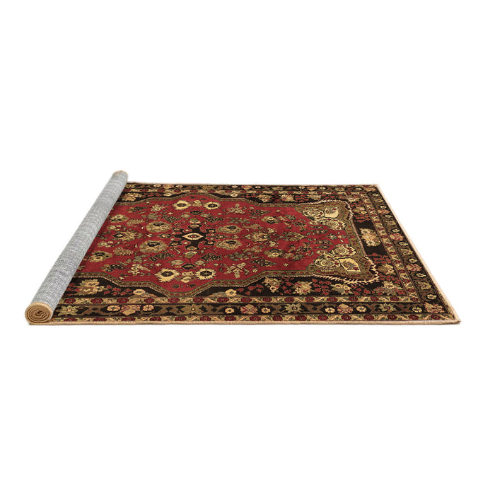 Sideview of Machine Washable Persian Brown Traditional Rug, wshtr2152brn