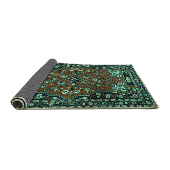 Sideview of Persian Turquoise Traditional Rug, tr2152turq