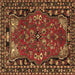 Square Machine Washable Persian Brown Traditional Rug, wshtr2152brn