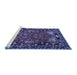 Sideview of Machine Washable Persian Blue Traditional Rug, wshtr2152blu