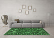 Machine Washable Persian Emerald Green Traditional Area Rugs in a Living Room,, wshtr2152emgrn