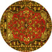 Round Persian Yellow Traditional Rug, tr2152yw