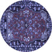 Round Persian Blue Traditional Rug, tr2152blu