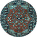 Round Persian Light Blue Traditional Rug, tr2152lblu