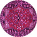 Round Machine Washable Persian Pink Traditional Rug, wshtr2152pnk