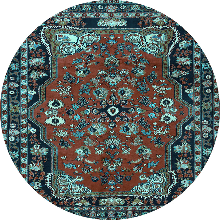 Round Machine Washable Persian Light Blue Traditional Rug, wshtr2152lblu