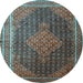 Round Persian Light Blue Traditional Rug, tr2153lblu