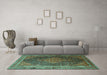 Machine Washable Persian Turquoise Traditional Area Rugs in a Living Room,, wshtr2153turq