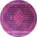 Round Machine Washable Persian Purple Traditional Area Rugs, wshtr2153pur