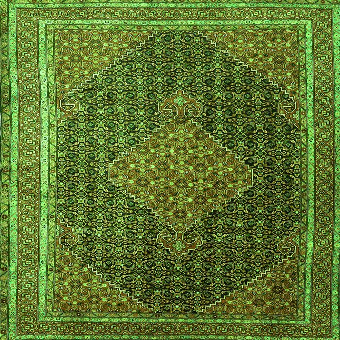 Round Machine Washable Persian Green Traditional Area Rugs, wshtr2153grn