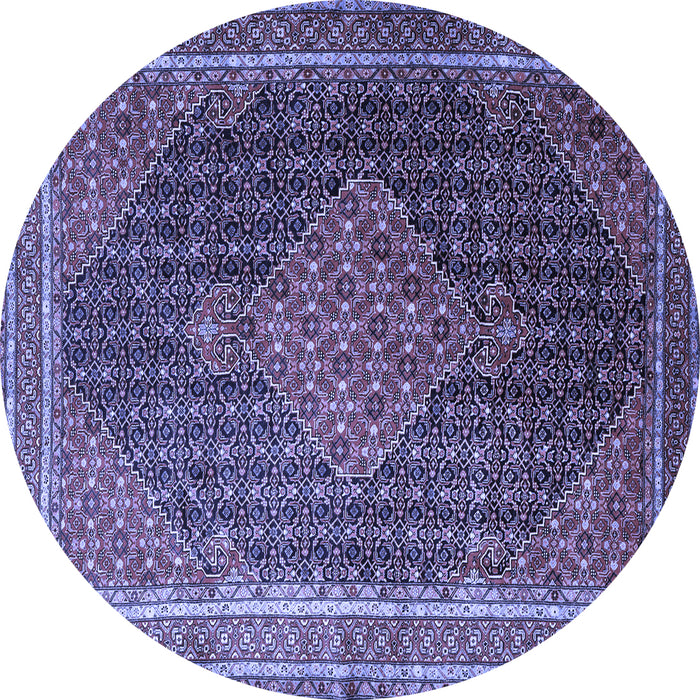 Round Machine Washable Persian Blue Traditional Rug, wshtr2153blu