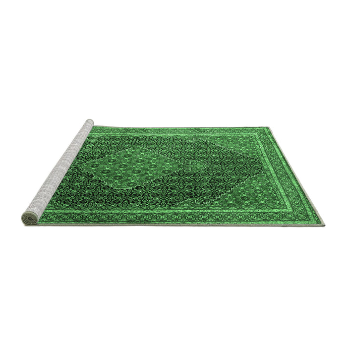 Sideview of Machine Washable Persian Emerald Green Traditional Area Rugs, wshtr2153emgrn