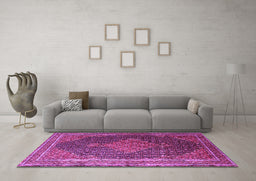 Machine Washable Persian Purple Traditional Area Rugs in a Living Room, wshtr2153pur