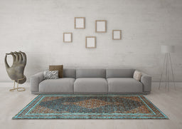 Machine Washable Persian Light Blue Traditional Rug in a Living Room, wshtr2153lblu