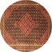 Round Persian Brown Traditional Rug, tr2153brn