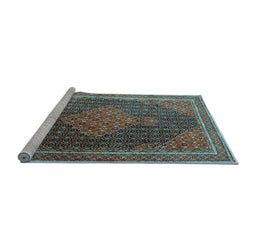 Sideview of Machine Washable Persian Light Blue Traditional Rug, wshtr2153lblu