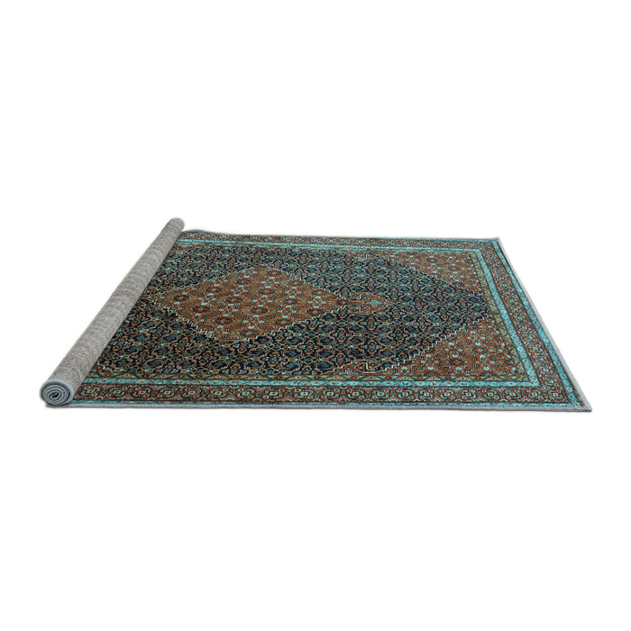 Sideview of Machine Washable Persian Light Blue Traditional Rug, wshtr2153lblu