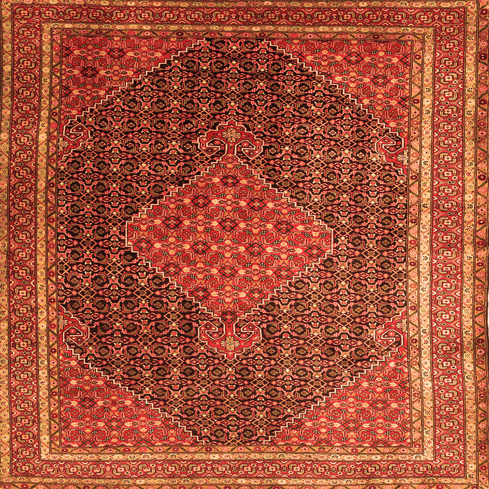 Round Machine Washable Persian Orange Traditional Area Rugs, wshtr2153org