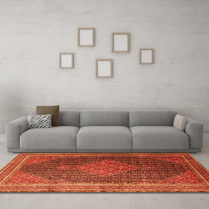 Machine Washable Persian Orange Traditional Area Rugs in a Living Room, wshtr2153org