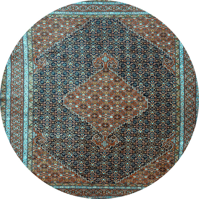Round Machine Washable Persian Light Blue Traditional Rug, wshtr2153lblu
