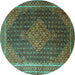 Round Persian Turquoise Traditional Rug, tr2153turq