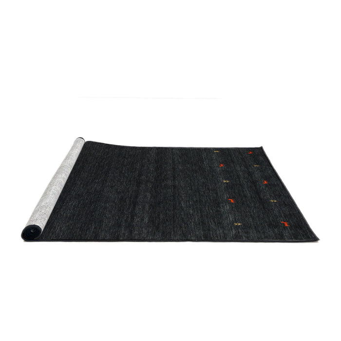 Sideview of Machine Washable Traditional Gunmetal Green Rug, wshtr2154