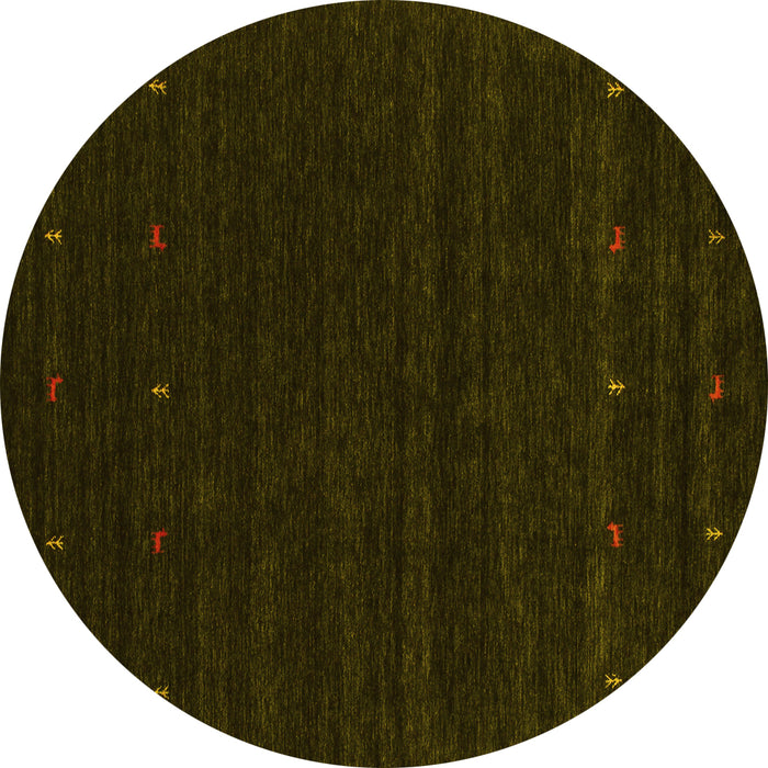 Round Persian Yellow Traditional Rug, tr2154yw