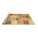 Sideview of Machine Washable Patchwork Brown Transitional Rug, wshtr2155brn