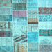 Square Patchwork Light Blue Transitional Rug, tr2155lblu