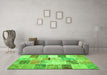 Machine Washable Patchwork Green Transitional Area Rugs in a Living Room,, wshtr2155grn