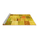 Sideview of Machine Washable Patchwork Yellow Transitional Rug, wshtr2155yw