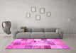 Machine Washable Patchwork Pink Transitional Rug in a Living Room, wshtr2155pnk