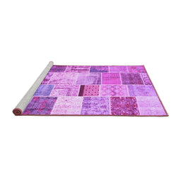 Sideview of Machine Washable Patchwork Purple Transitional Area Rugs, wshtr2155pur