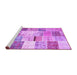 Sideview of Machine Washable Patchwork Purple Transitional Area Rugs, wshtr2155pur