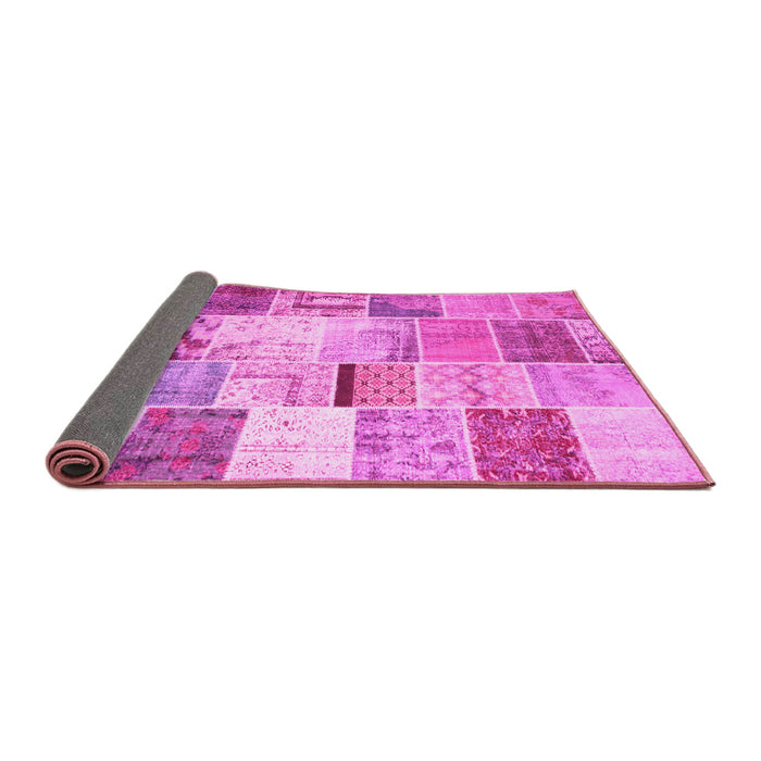 Sideview of Patchwork Pink Transitional Rug, tr2155pnk