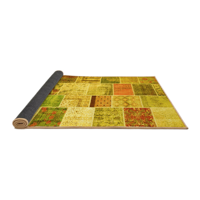 Sideview of Patchwork Yellow Transitional Rug, tr2155yw