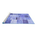 Sideview of Machine Washable Patchwork Blue Transitional Rug, wshtr2155blu