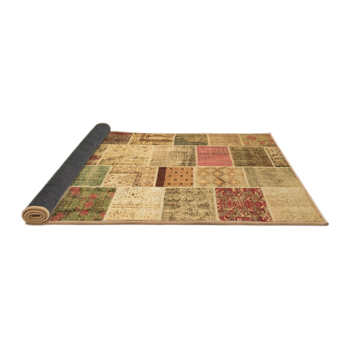 Sideview of Patchwork Brown Transitional Rug, tr2155brn