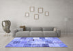 Machine Washable Patchwork Blue Transitional Rug in a Living Room, wshtr2155blu