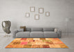 Machine Washable Patchwork Orange Transitional Area Rugs in a Living Room, wshtr2155org