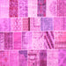 Square Machine Washable Patchwork Pink Transitional Rug, wshtr2155pnk