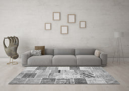 Machine Washable Patchwork Gray Transitional Rug in a Living Room,, wshtr2155gry