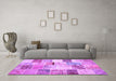 Machine Washable Patchwork Purple Transitional Area Rugs in a Living Room, wshtr2155pur