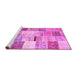 Sideview of Machine Washable Patchwork Pink Transitional Rug, wshtr2155pnk