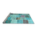 Sideview of Machine Washable Patchwork Light Blue Transitional Rug, wshtr2155lblu